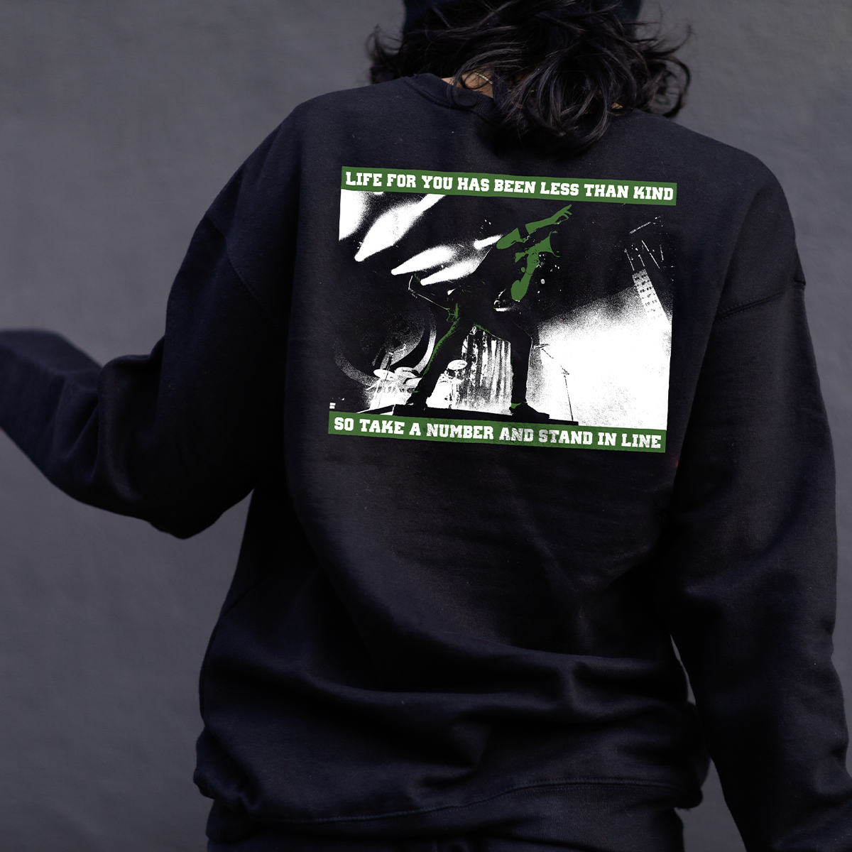 Stand In Line Crewneck Sweatshirt (Black)