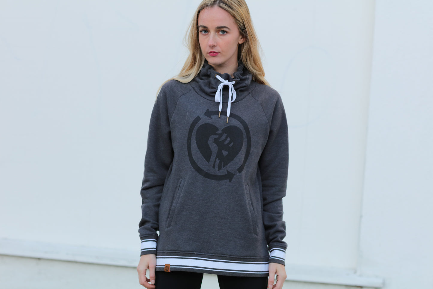 HeartFist Women's Pullover Sweatshirt (Heather Grey/White)