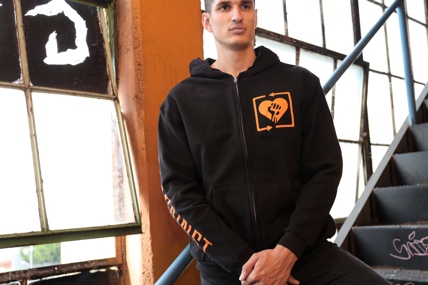 Square Heartfist RA Logo Zip Up Hoodie (Black)