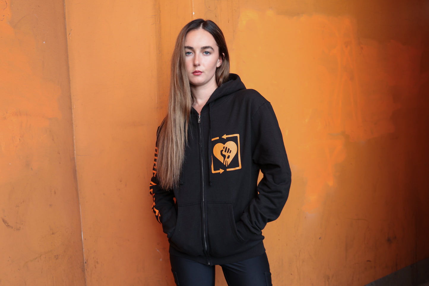 Square Heartfist RA Logo Zip Up Hoodie (Black)