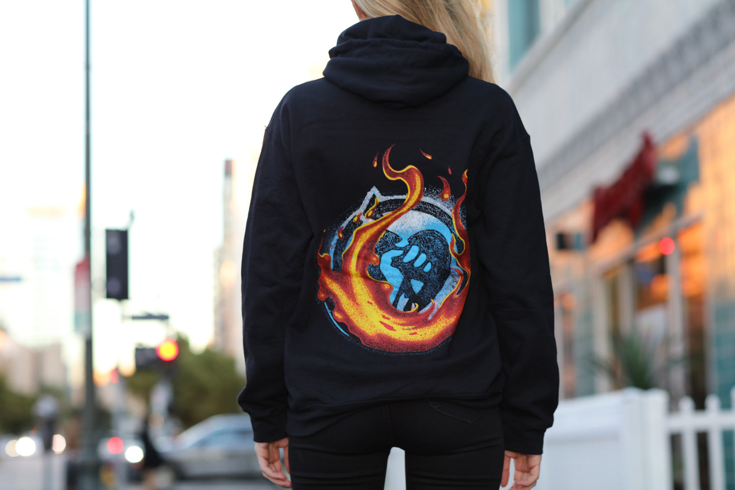 Flamed Heartfist Pullover Hoodie (Black)