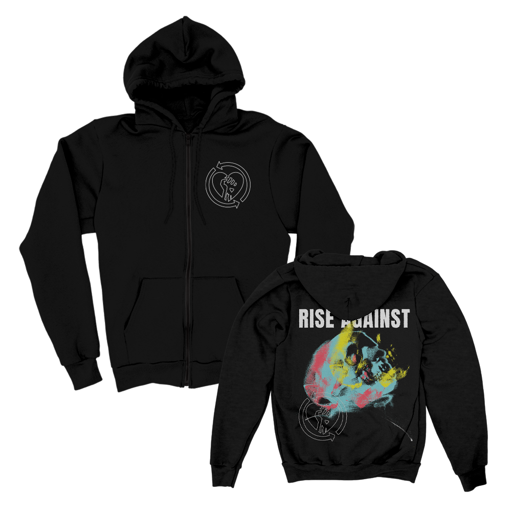 Projecting Skull Zip Up Hoodie (Black)