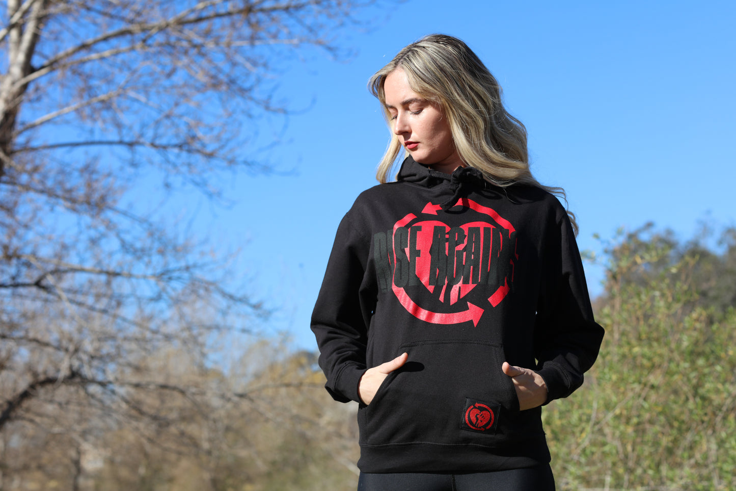 Red HeartFist Label Pullover Hoodie (Black)