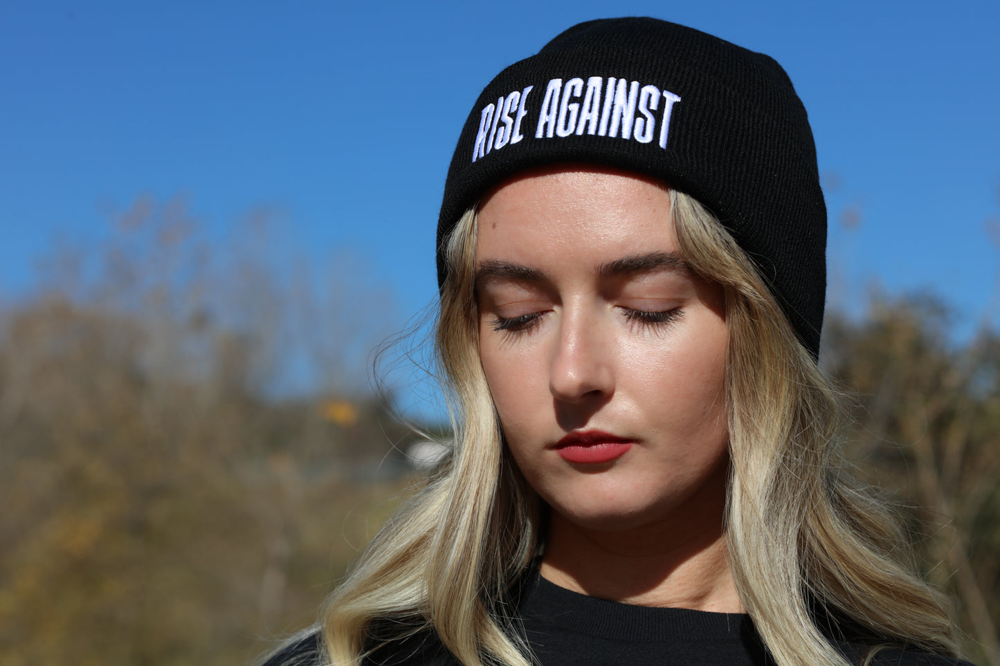 White Logo Cuff Beanie (Black)