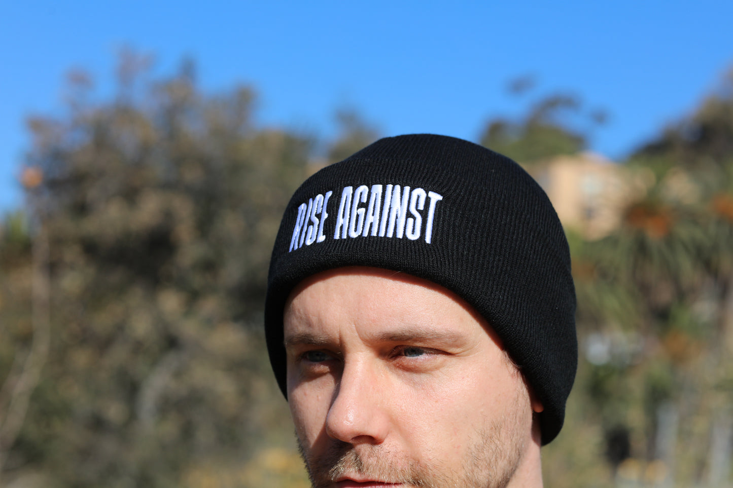 White Logo Cuff Beanie (Black)