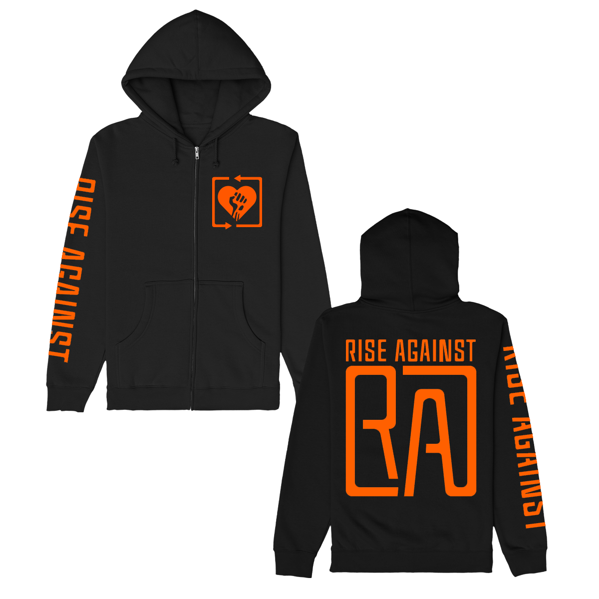 Square Heartfist RA Logo Zip Up Hoodie (Black)